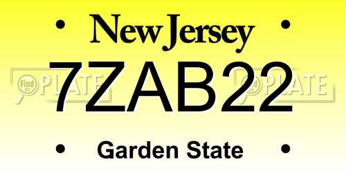 7ZAB22 New Jersey License Plate