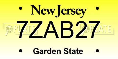 7ZAB27 New Jersey License Plate