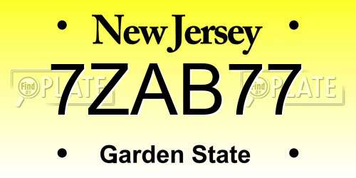 7ZAB77 New Jersey License Plate