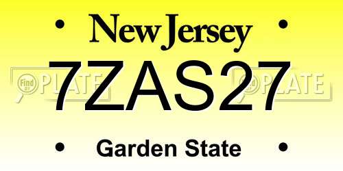 7ZAS27 New Jersey License Plate