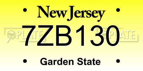 7ZB130 New Jersey License Plate