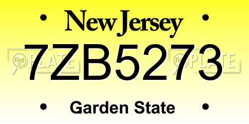 7ZB5273 New Jersey License Plate