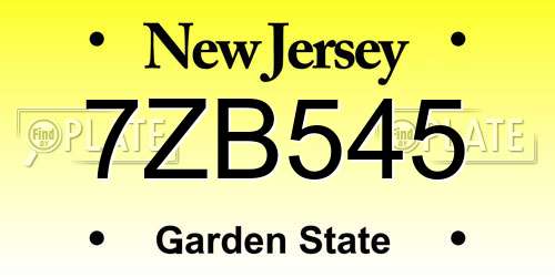 7ZB545 New Jersey License Plate