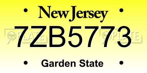 7ZB5773 New Jersey License Plate