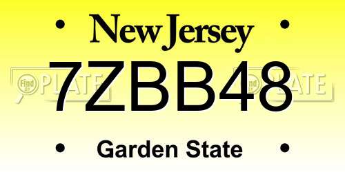 7ZBB48 New Jersey License Plate