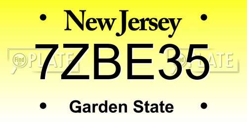 7ZBE35 New Jersey License Plate