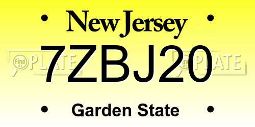 7ZBJ20 New Jersey License Plate