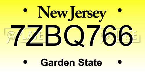 7ZBQ766 New Jersey License Plate