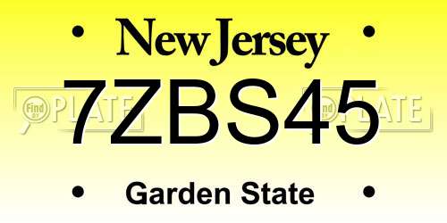 7ZBS45 New Jersey License Plate
