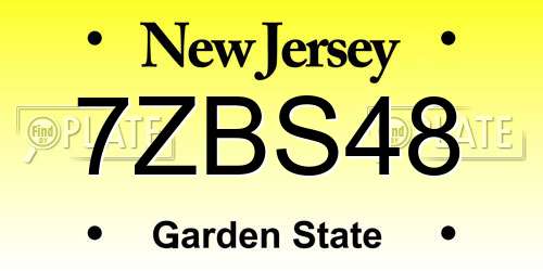 7ZBS48 New Jersey License Plate