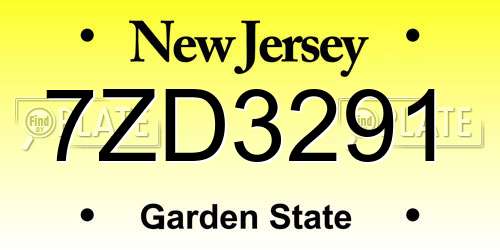 7ZD3291 New Jersey License Plate