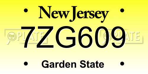 7ZG609 New Jersey License Plate