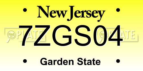 7ZGS04 New Jersey License Plate
