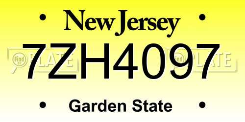 7ZH4097 New Jersey License Plate
