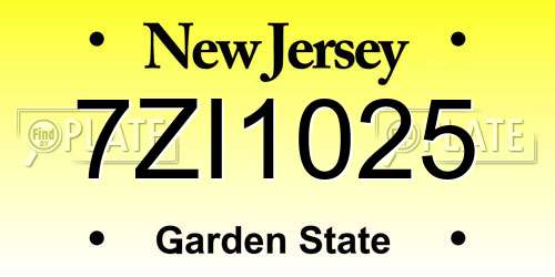7ZI1025 New Jersey License Plate