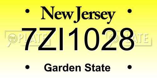 7ZI1028 New Jersey License Plate