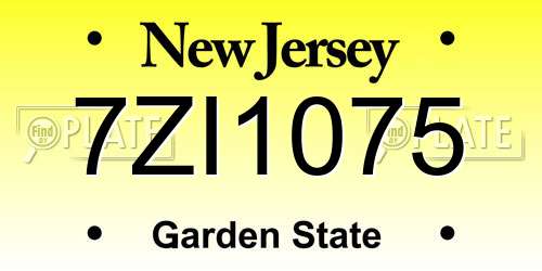 7ZI1075 New Jersey License Plate