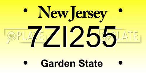 7ZI255 New Jersey License Plate
