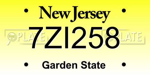7ZI258 New Jersey License Plate