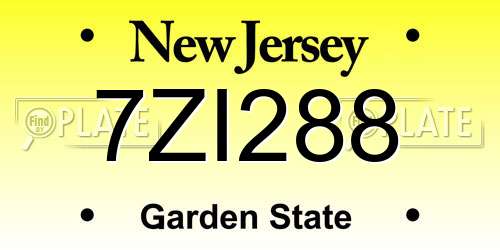 7ZI288 New Jersey License Plate