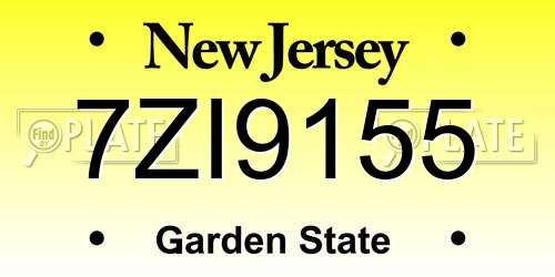 7ZI9155 New Jersey License Plate