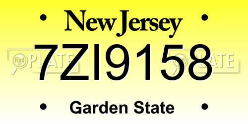 7ZI9158 New Jersey License Plate