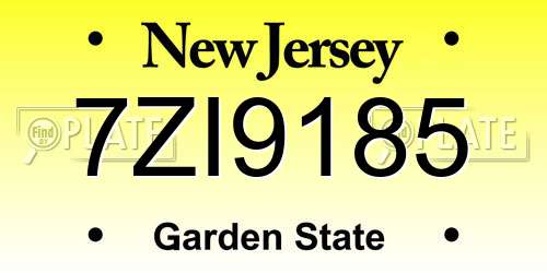 7ZI9185 New Jersey License Plate