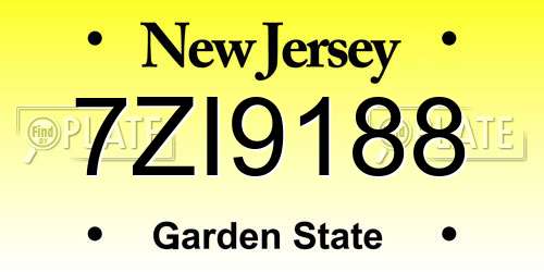 7ZI9188 New Jersey License Plate