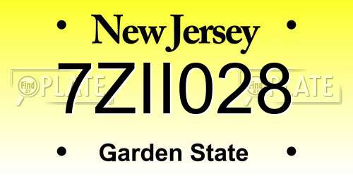 7ZII028 New Jersey License Plate