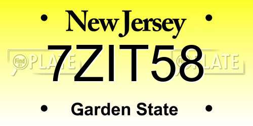 7ZIT58 New Jersey License Plate