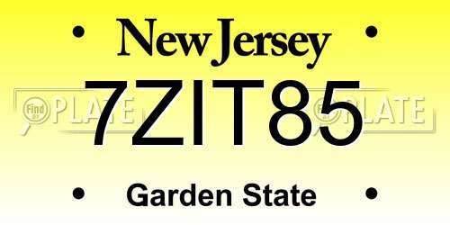 7ZIT85 New Jersey License Plate