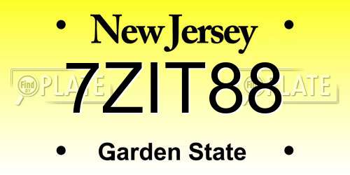 7ZIT88 New Jersey License Plate