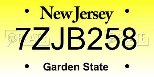 7ZJB258 New Jersey License Plate