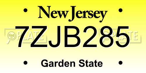 7ZJB285 New Jersey License Plate