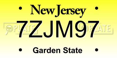 7ZJM97 New Jersey License Plate