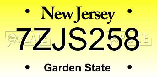 7ZJS258 New Jersey License Plate