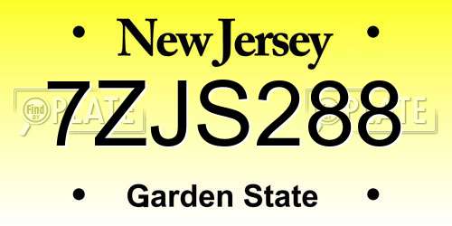 7ZJS288 New Jersey License Plate