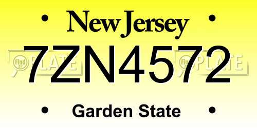 7ZN4572 New Jersey License Plate