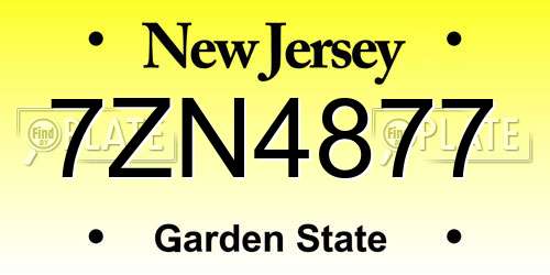 7ZN4877 New Jersey License Plate