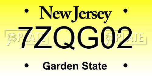 7ZQG02 New Jersey License Plate