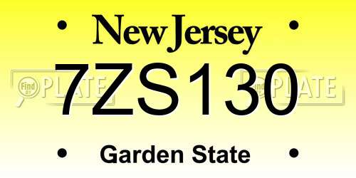7ZS130 New Jersey License Plate