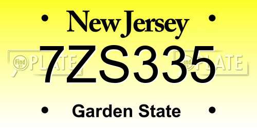 7ZS335 New Jersey License Plate