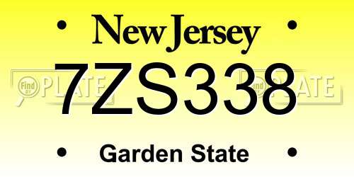 7ZS338 New Jersey License Plate