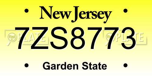 7ZS8773 New Jersey License Plate