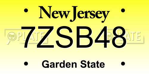 7ZSB48 New Jersey License Plate