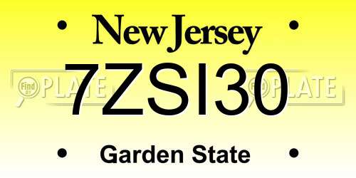 7ZSI30 New Jersey License Plate