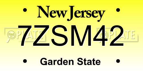7ZSM42 New Jersey License Plate
