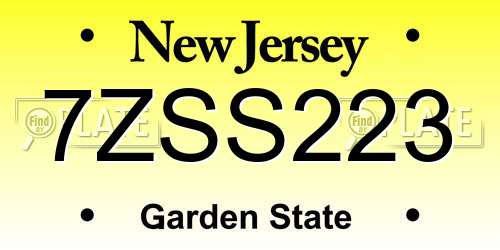 7ZSS223 New Jersey License Plate