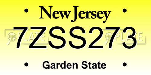 7ZSS273 New Jersey License Plate