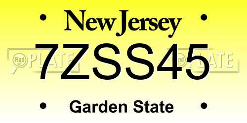 7ZSS45 New Jersey License Plate